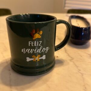 Target green white and gold Feliz Navidog mug
